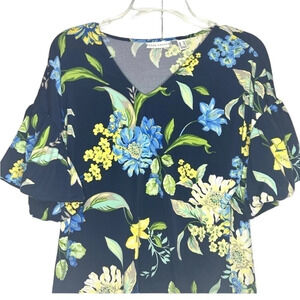 Susan Graver shirt short sleeve polyester stretch flowy size XS